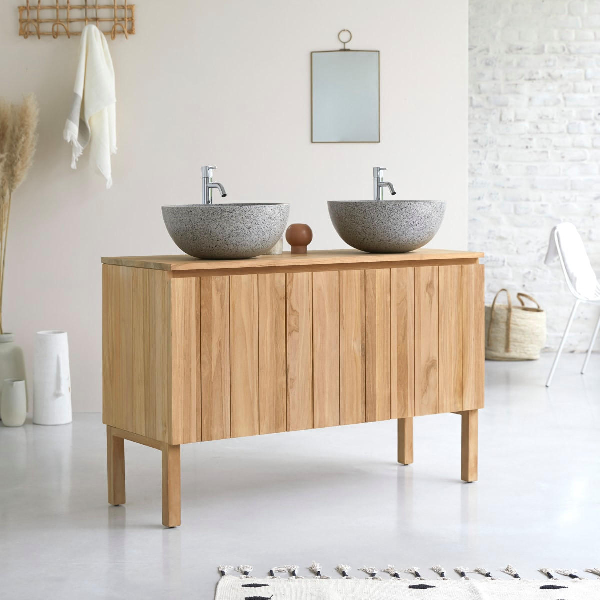 WASCHTISCHUNTERSCHRANK Jill Natur aus Teak - Naturfarben, Holz (120/78/46cm) - Tikamoon