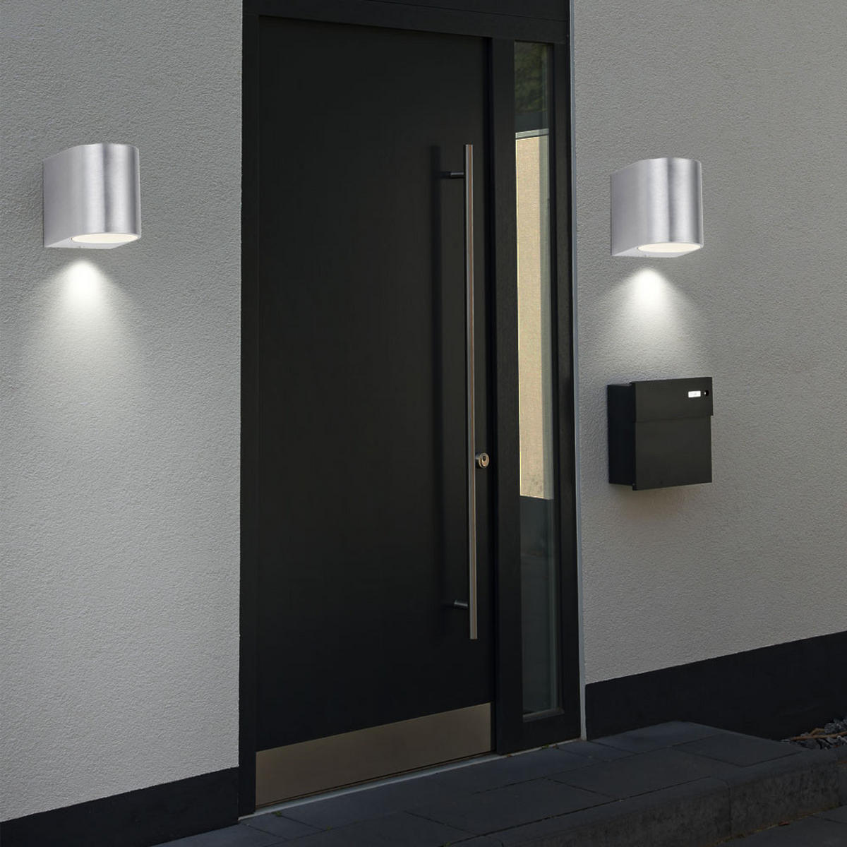 LED AUSSEN-WANDLEUCHTE Silber gebürstet - Silberfarben, Glas (7/8/9.4cm)