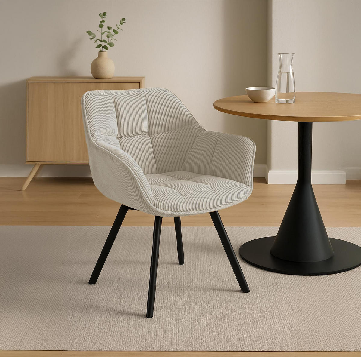 ESSZIMMERSTUHL Jordi 60x59x81 cm creme - Creme, Textil (60/81/59cm) - furnicato