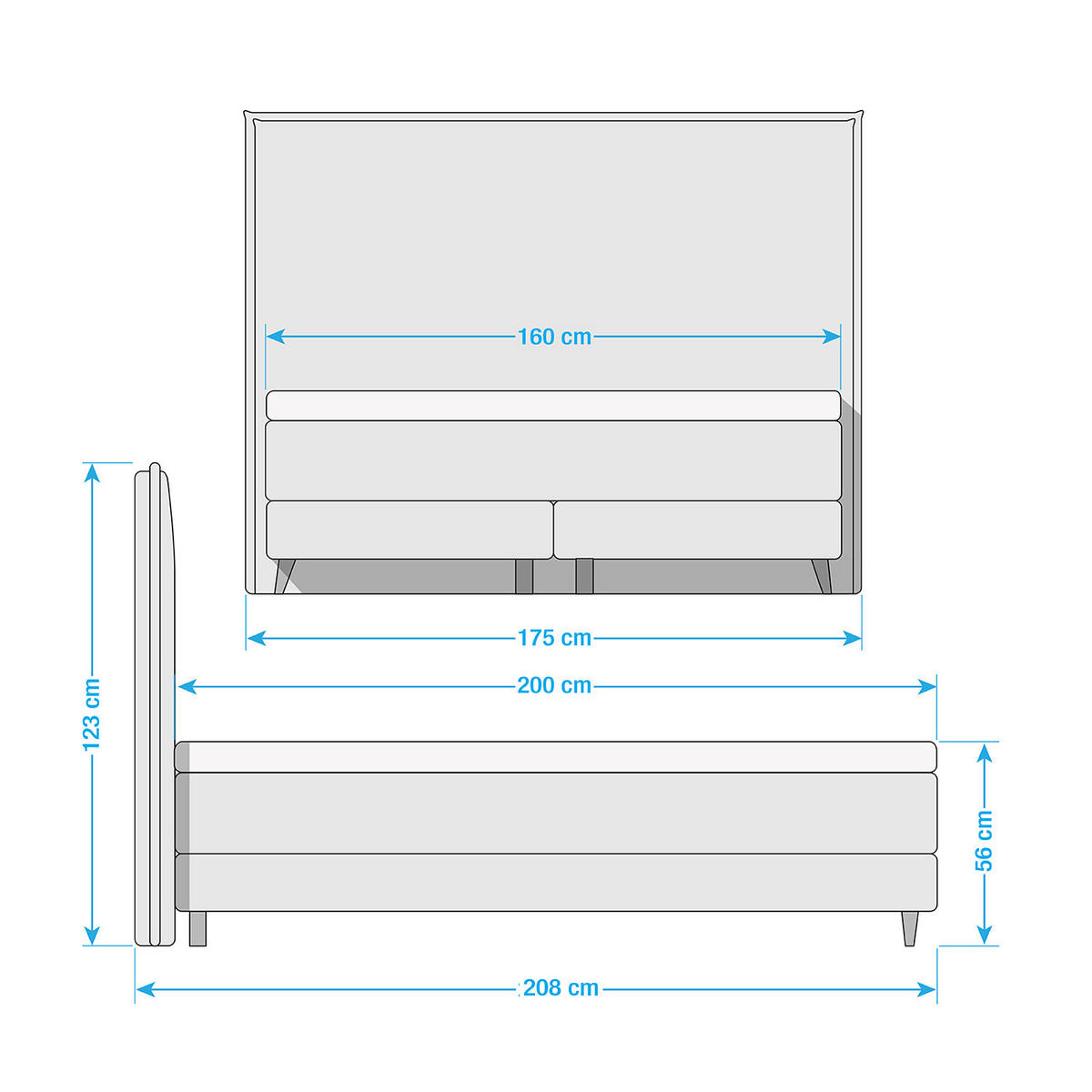 BOXSPRINGBETT mit Husse - Schlammfarben, Textil (160/200cm) - home24