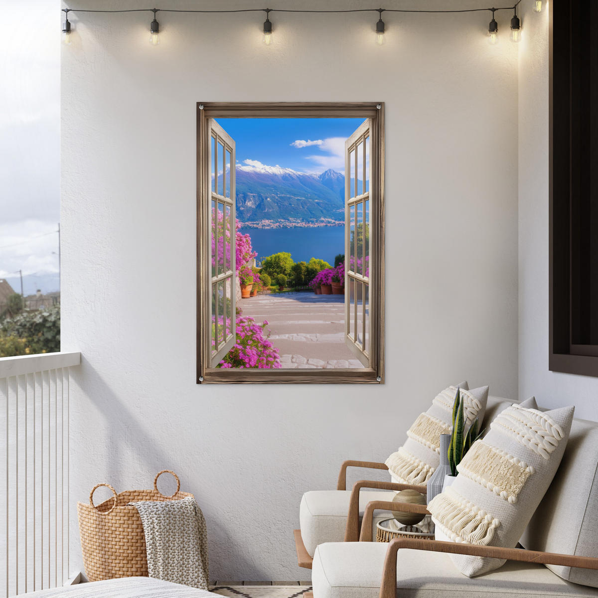 ZAHRADNÍ PLAKÁT Průhled - Hory - Krajina - Výhledy - Jezero 80x120 cm - modrá, plast (80/120/0.2cm) - OnlyWow