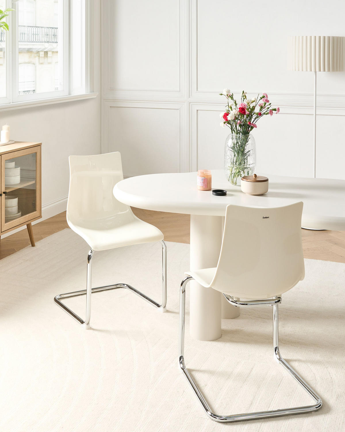 ESSZIMMERSTUHL 2er-Set Cremeweiß Marshall - Silberfarben/Weiß, Kunststoff (48/81/48cm) - Beliani
