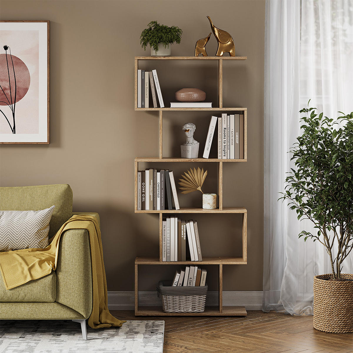 RAUMTEILER Levio Sonoma 70 x 164.1 cm 5 Fächer - Sonoma Eiche, Holzwerkstoff (70/164.1/23.8cm) - Vicco