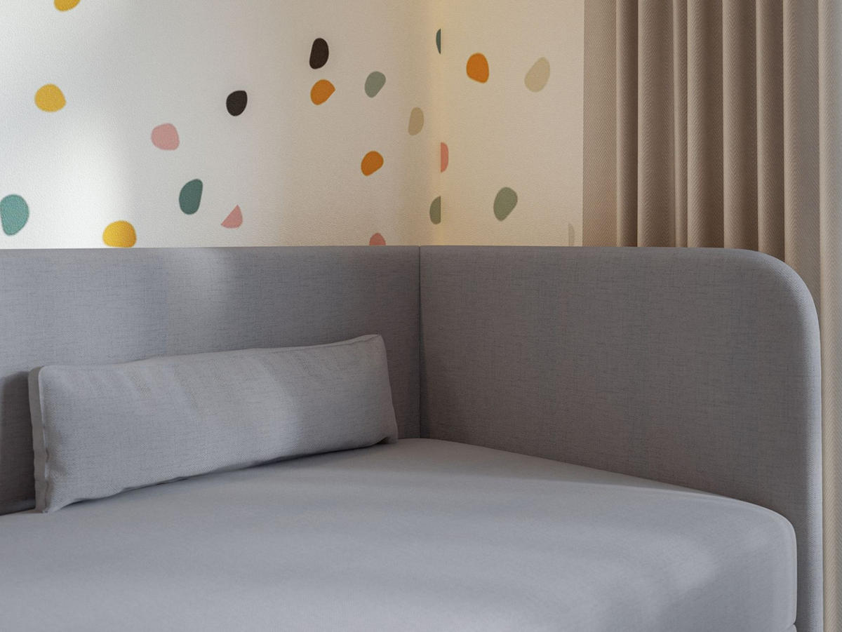 JUGENDBETT Calmmo Dunkelgrau mit Chenille-Bezug, Kopfteil rechts - Dunkelgrau, Textil (90/200cm) - Selsey