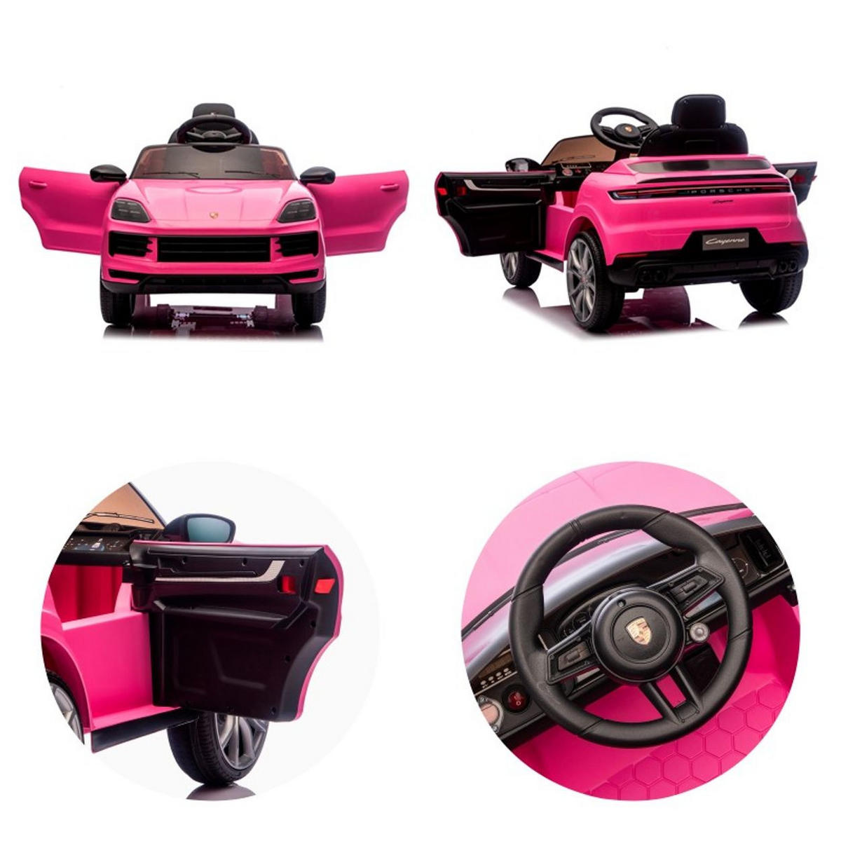 ELEKTROAUTO Porsche Cayenne rosa Vierradfederung Fernbedienung Gurt - Rosa, Kunststoff (103/63/54cm) - Chipolino