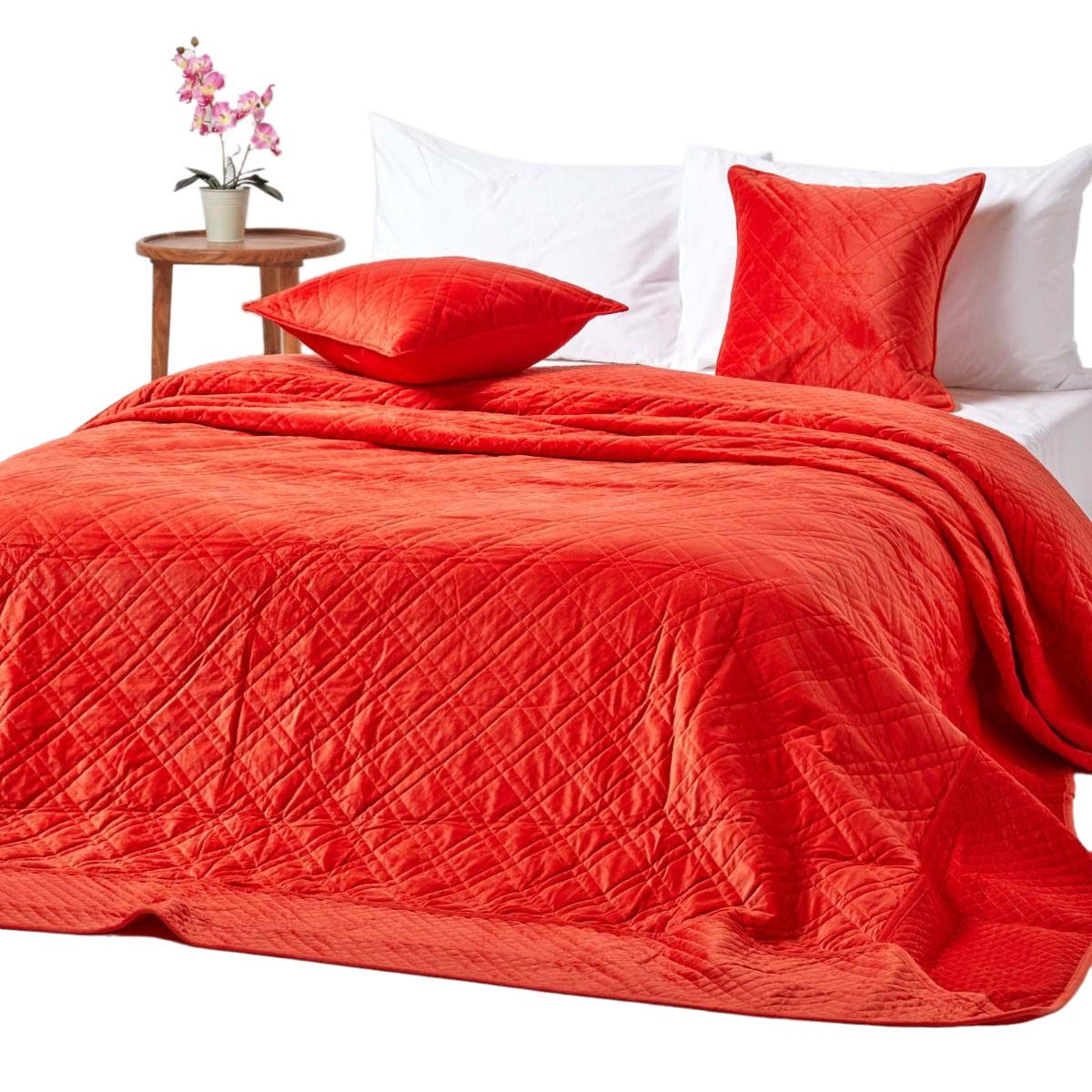 TAGESDECKE Samt 200/200 cm, geometrisch gemustert - Orange, Textil (200/200cm) - Homescapes