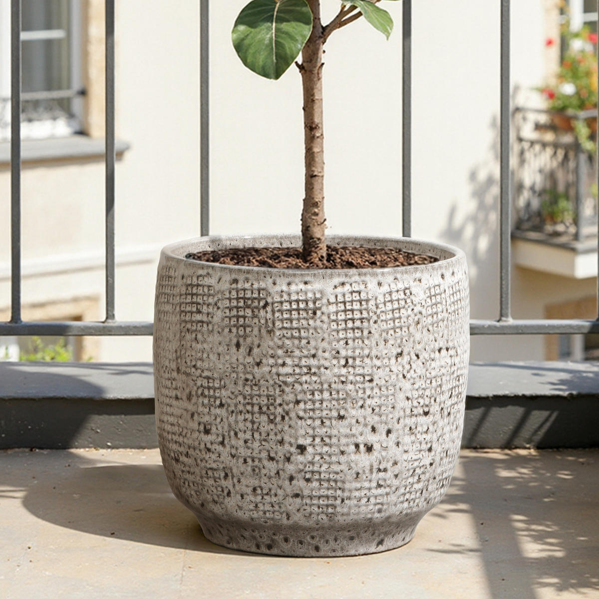 KERAMIK-BLUMENTOPF grau, Ø 30 × H 28 cm - Weiß, Keramik (28.8cm)