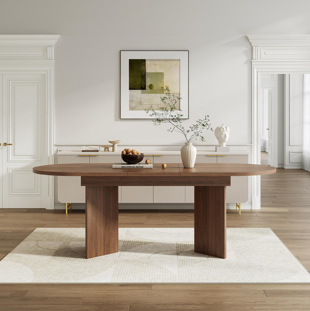 ESSTISCH 140/180/90 cm in Nussbaumoptik, ausziehbar mit abgerundeten Ecken - Walnussfarben, Holzwerkstoff (180/90/75cm) - Flora Grace