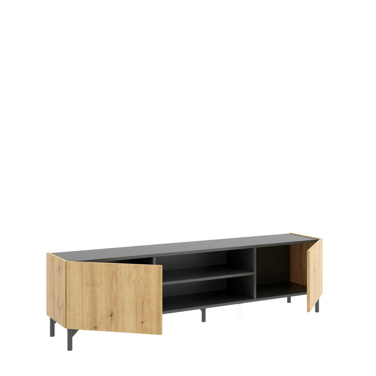 FERNSEHSCHRANK Eiche Knoten, Anthrazit 35/161/45.2 cm - Braun, Holzwerkstoff (161/45.2/35cm) - DMORA