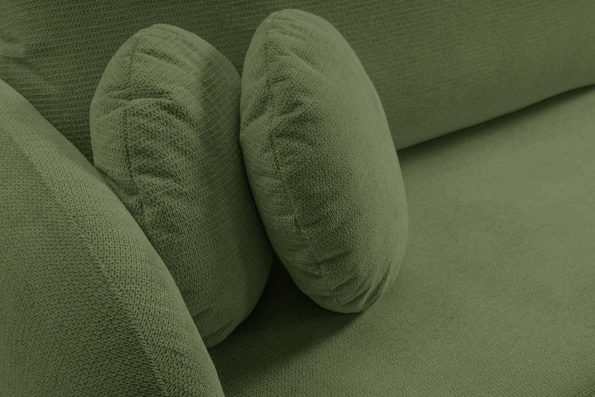 ECKSOFA AMICO R-S Olivgrün Geflochtener Stoff mit Schlaffunktion - Olivgrün, Holz (248/174cm) - MASSENO