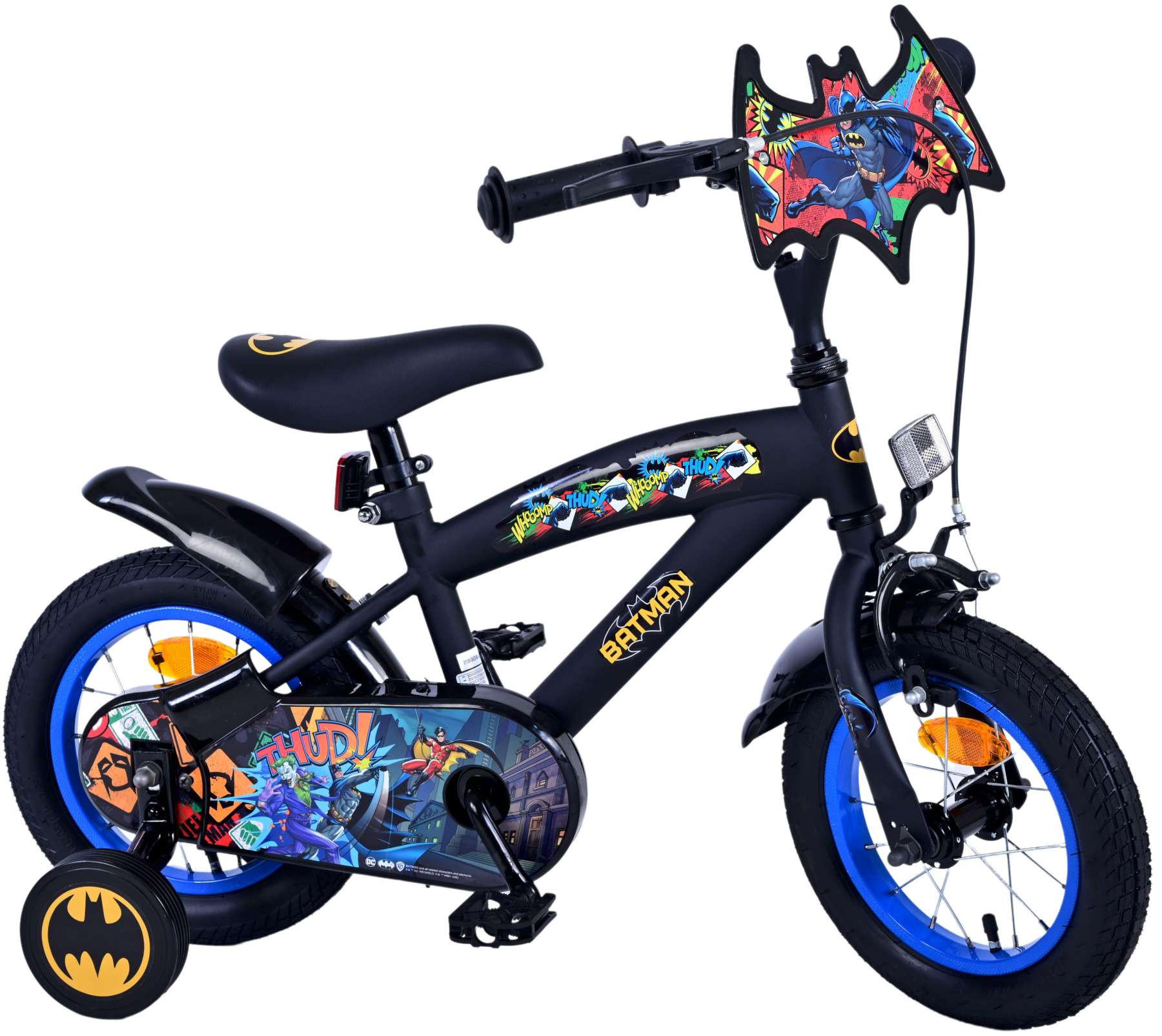 KINDERFAHRRAD DC Batman - Jungen - 12 Zoll - Rücktritt + Handbremse- Schwarz - Schwarz, Metall (42cm) - TPFSports