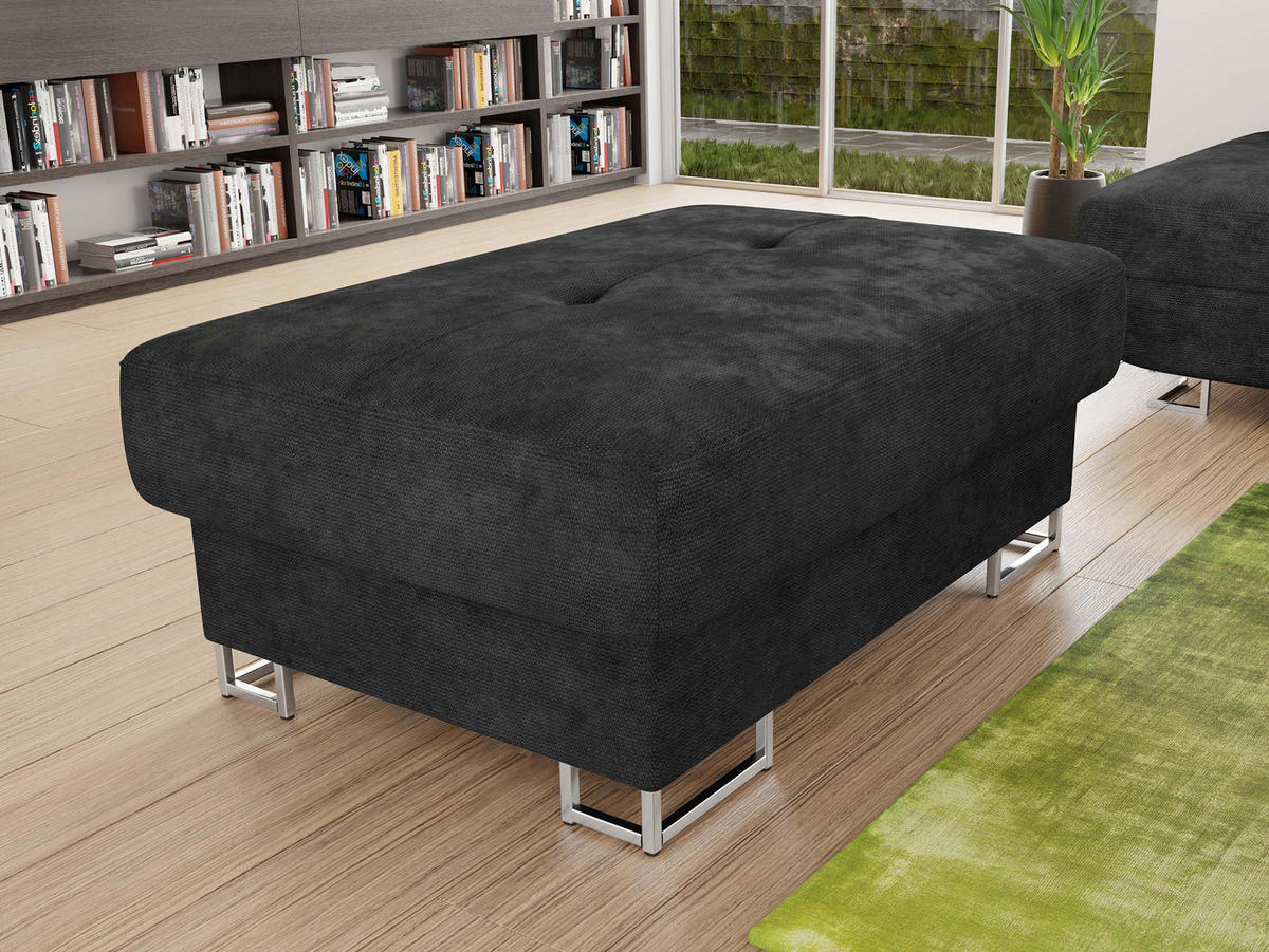 POLSTERHOCKER Cotere - Silberfarben/Schwarz, Holz/Textil (104/42/67cm) - MIRJAN24