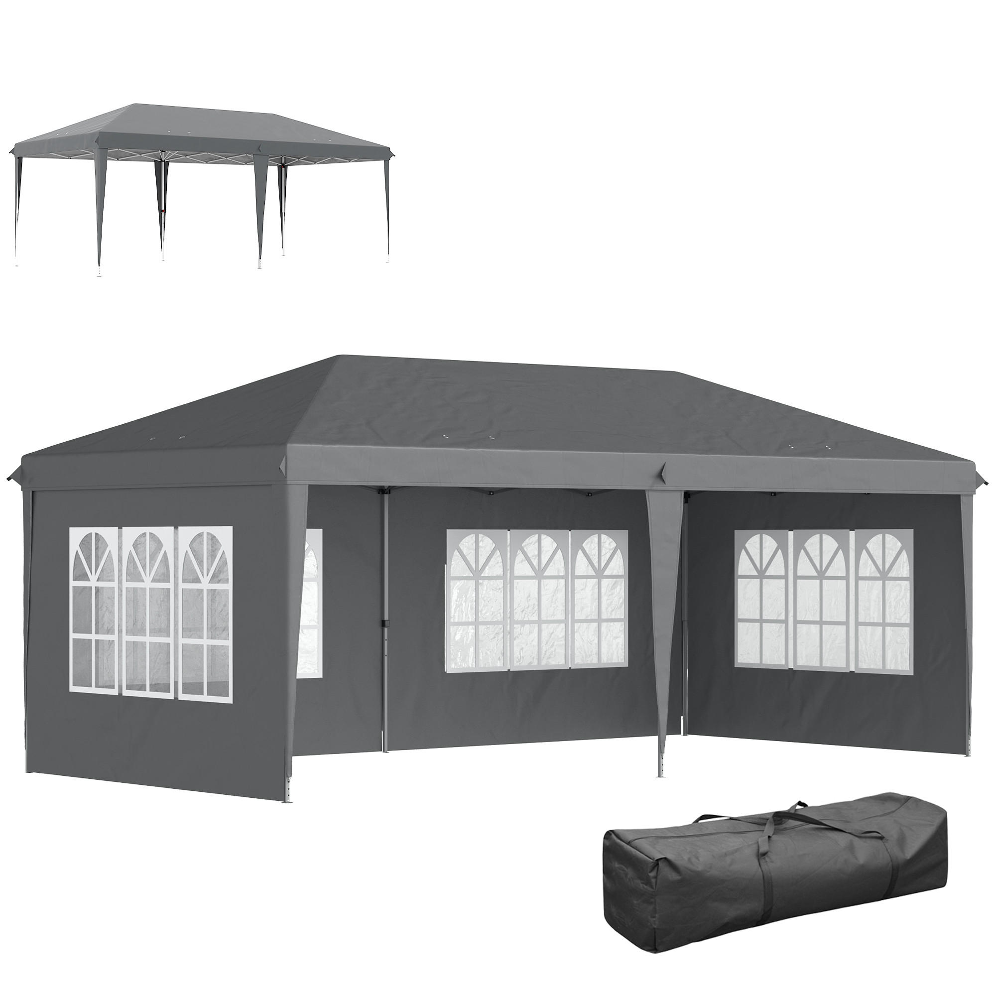 PAVILLON DE-13986 3/6 m, 3 Seiten abnehmbar Grau - Grau, Textil (295/270/585cm) - ComfortXL