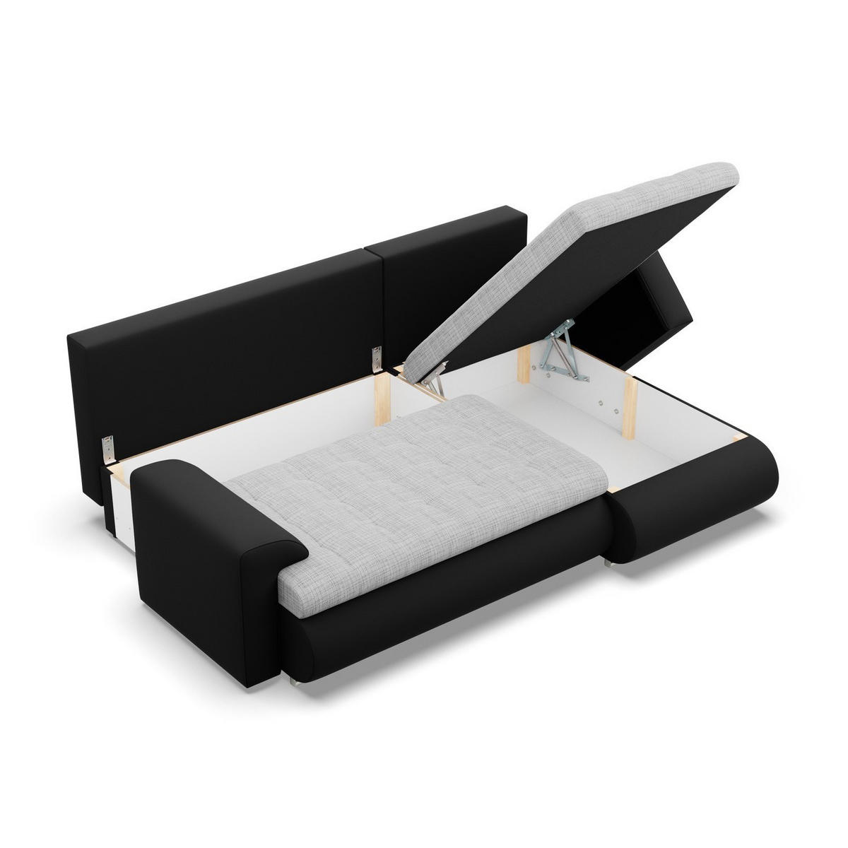 ECKSOFA RECHTS MIT SCHLAFFUNKTION FORESTA, Grau + Schwarz - Schwarz/Grau, Textil (230/159cm) - Mebligo