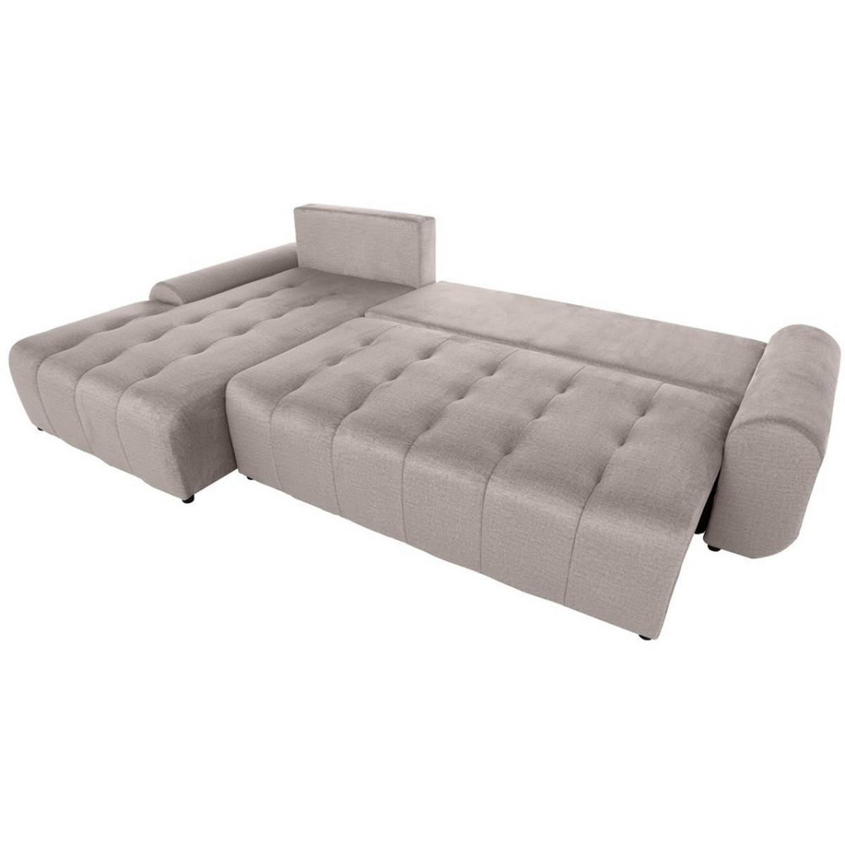 ECKSCHLAFSOFA Costa L taupe links - Taupe/Schwarz, Kunststoff/Textil (290/169cm) - Beautysofa