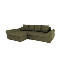 ECKSOFA ZAYA mit Schlaffunktion L-Form, Sofa mit Bettkasten, Wohnzimmersofa, Couch, Soffa, Bettsofa, LINKS-Grün - Grün, Holz (279/175cm) - Homesy