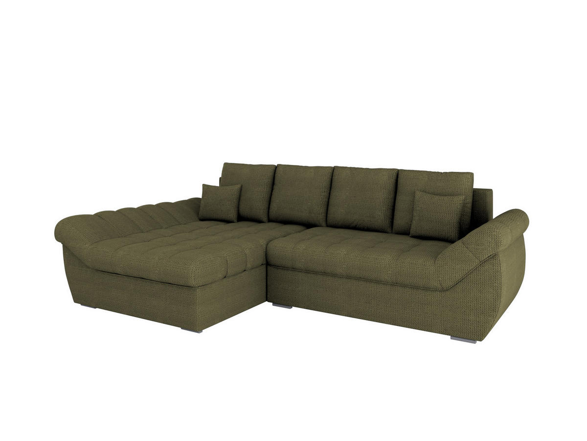 ECKSOFA ZAYA mit Schlaffunktion L-Form, Sofa mit Bettkasten, Wohnzimmersofa, Couch, Soffa, Bettsofa, LINKS-Grün - Grün, Holz (279/175cm) - Homesy