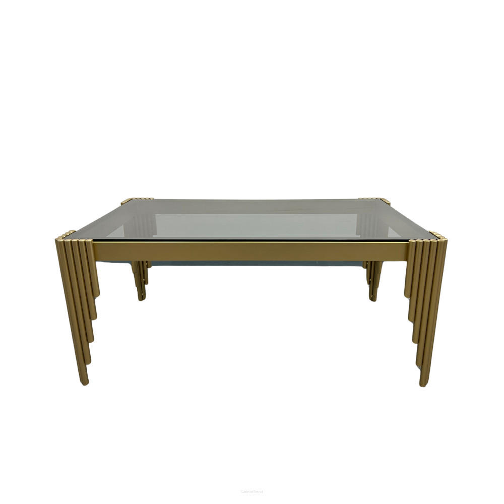 DESIGNER-COUCHTISCH – Rechteckiger mit goldfarbenem Edelstahlgestell und gehärteter Glasplatte - Goldfarben, Metall (120/60/40cm) - Fortisline