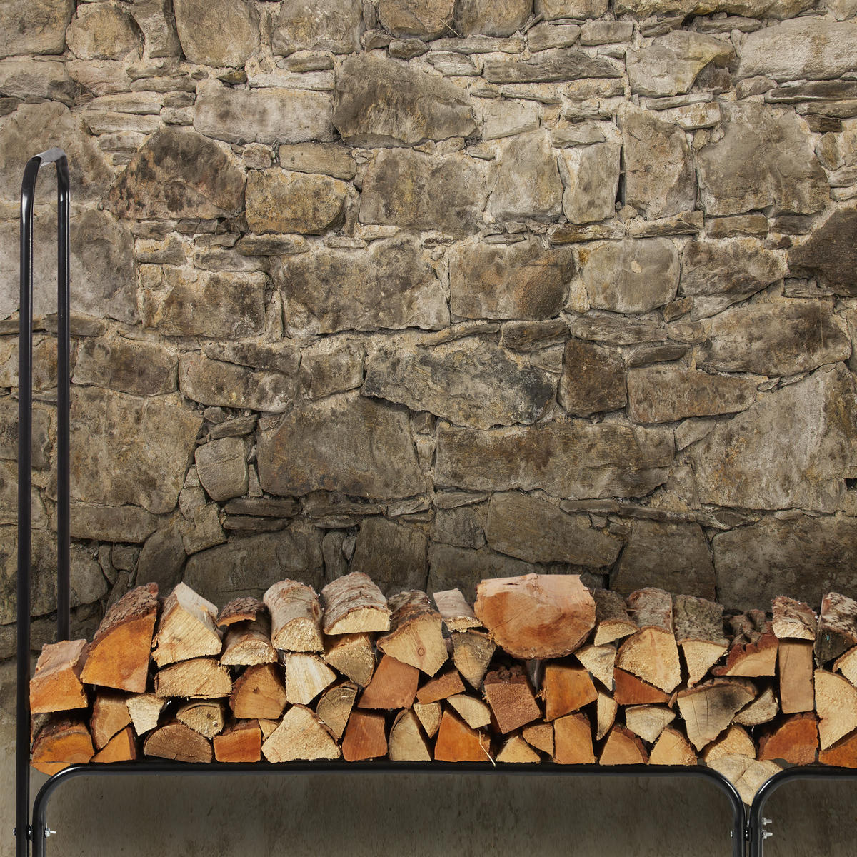 KAMINHOLZREGAL - Schwarz, Metall (245/122/40cm) - Relaxdays