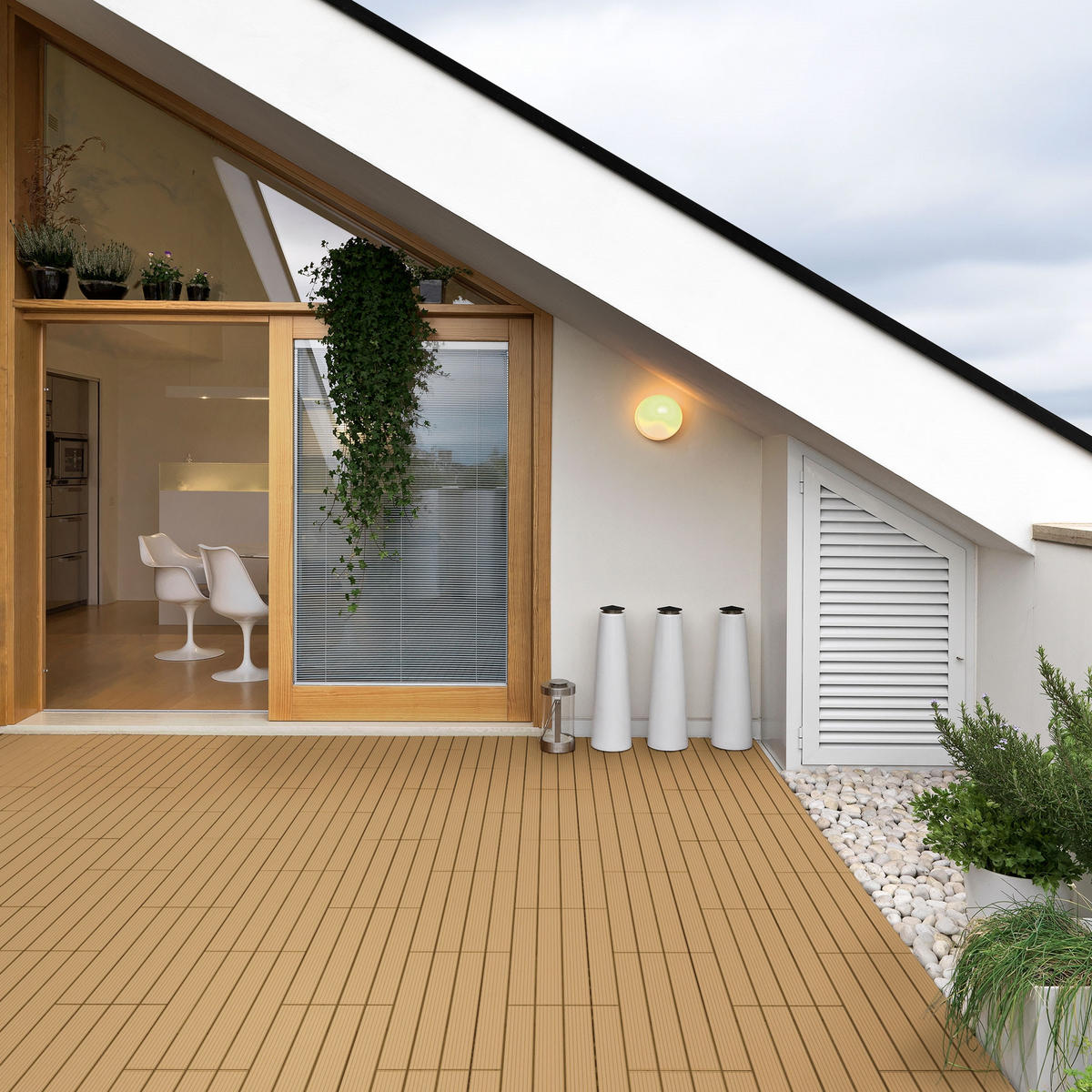 TERASOVÁ DLAŽBA Teak 12 kusů - teaková, kompozitní dřevo (60/30/2cm) - ECD-Germany