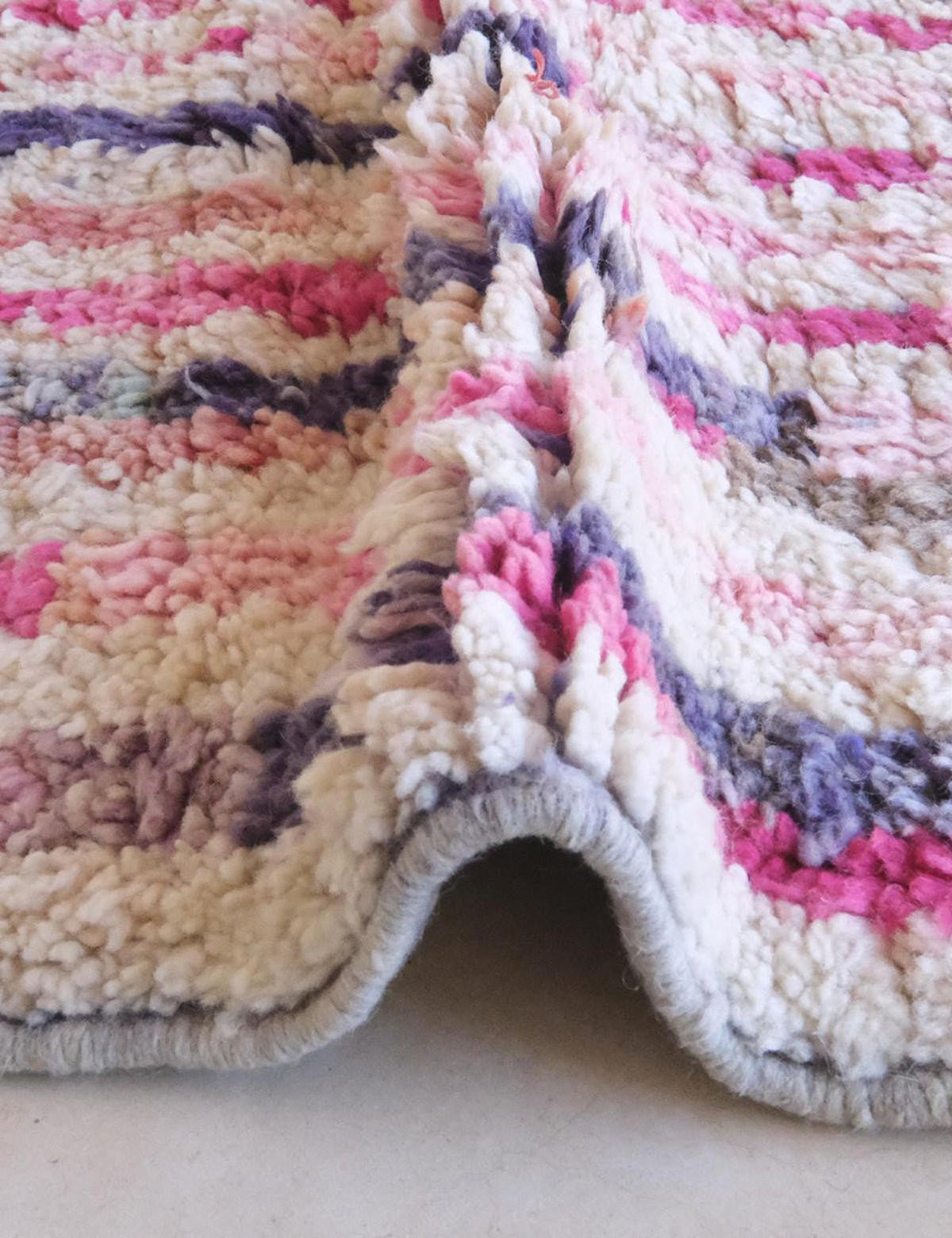 BERBERTEPPICH gestreift handgeknüpft aus Wolle 200x 300 cm - Pink, Naturmaterialien (200/300cm) - AFK Living