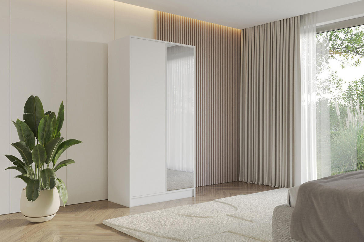 KLEIDERSCHRANK - LUSSO - 102 - Weiß - Goldfarben/Weiß, Holzwerkstoff (102/200/51cm) - ALTDECOR