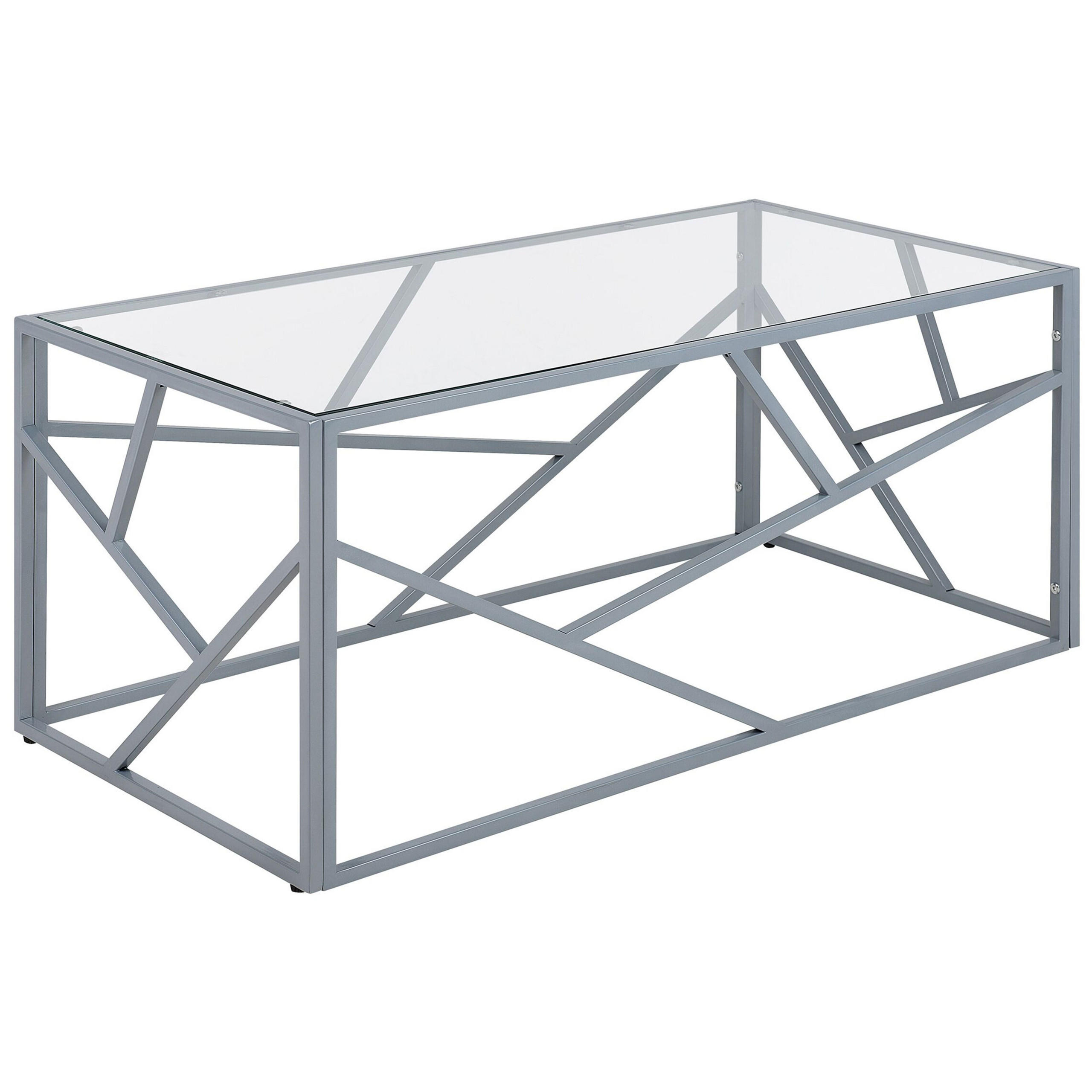 COUCHTISCH Glas silber rechteckig 50/100 cm Orland - Silberfarben, Glas (50/100/45cm) - Beliani