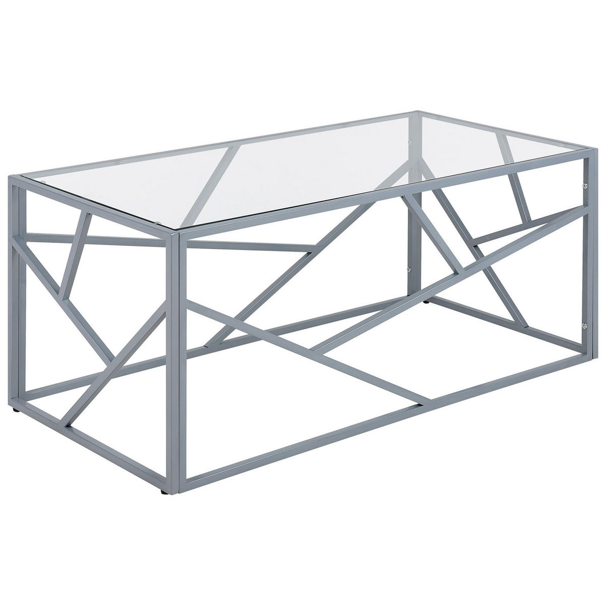 COUCHTISCH Glas silber rechteckig 50/100 cm Orland - Silberfarben, Glas (50/100/45cm) - Beliani