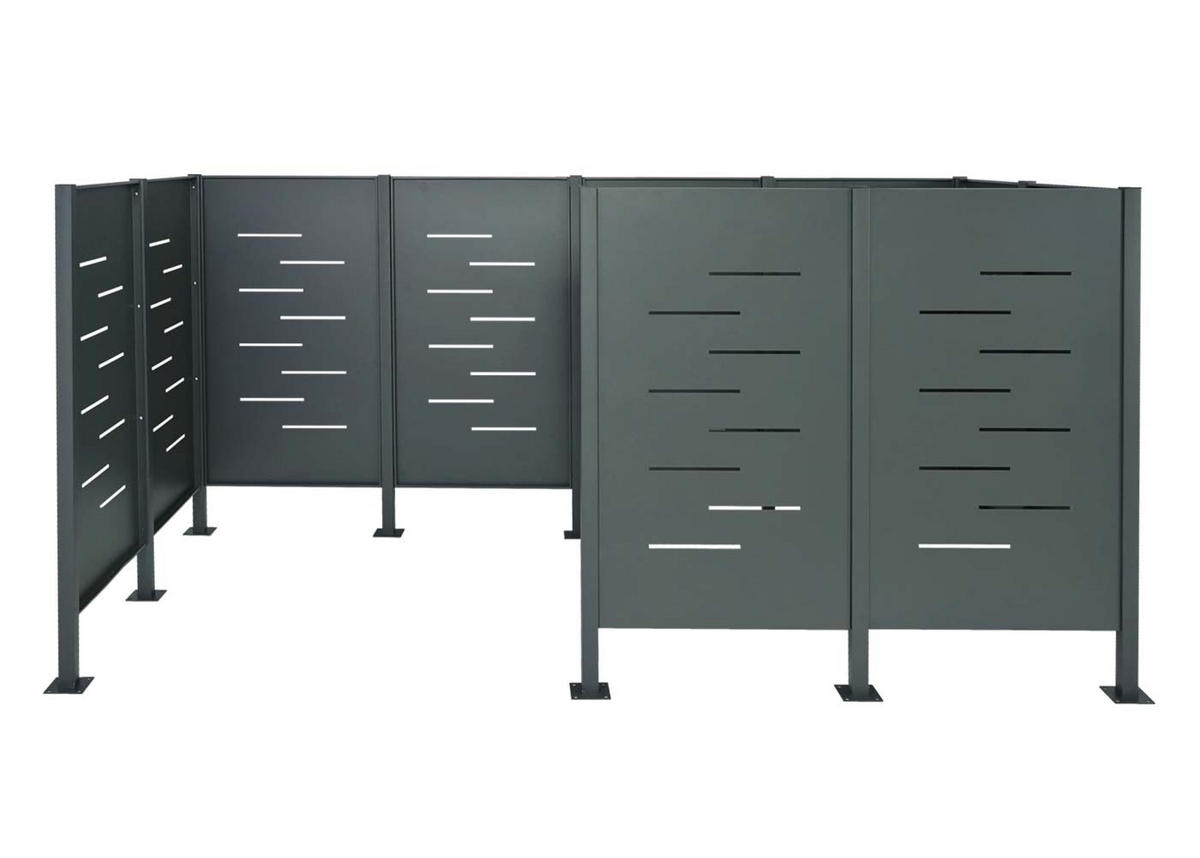 MÜLLTONNEN-ZAUN METALL Anthrazit - Anthrazit, Metall (326/151/166cm) - MCW