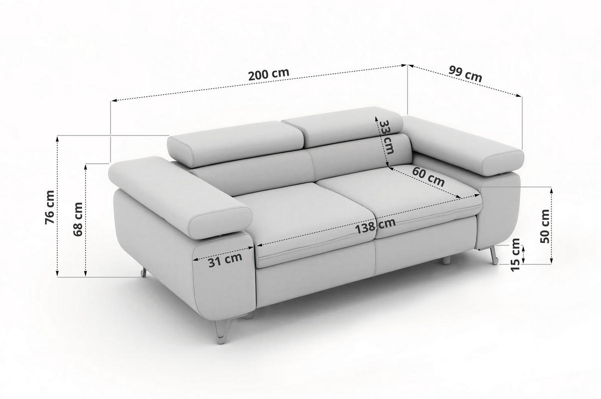 2-SITZER SOFA PETER - Dunkelgrau Stukture - Dunkelgrau/Anthrazit, Textil/Metall (200/76/99cm) - MKS