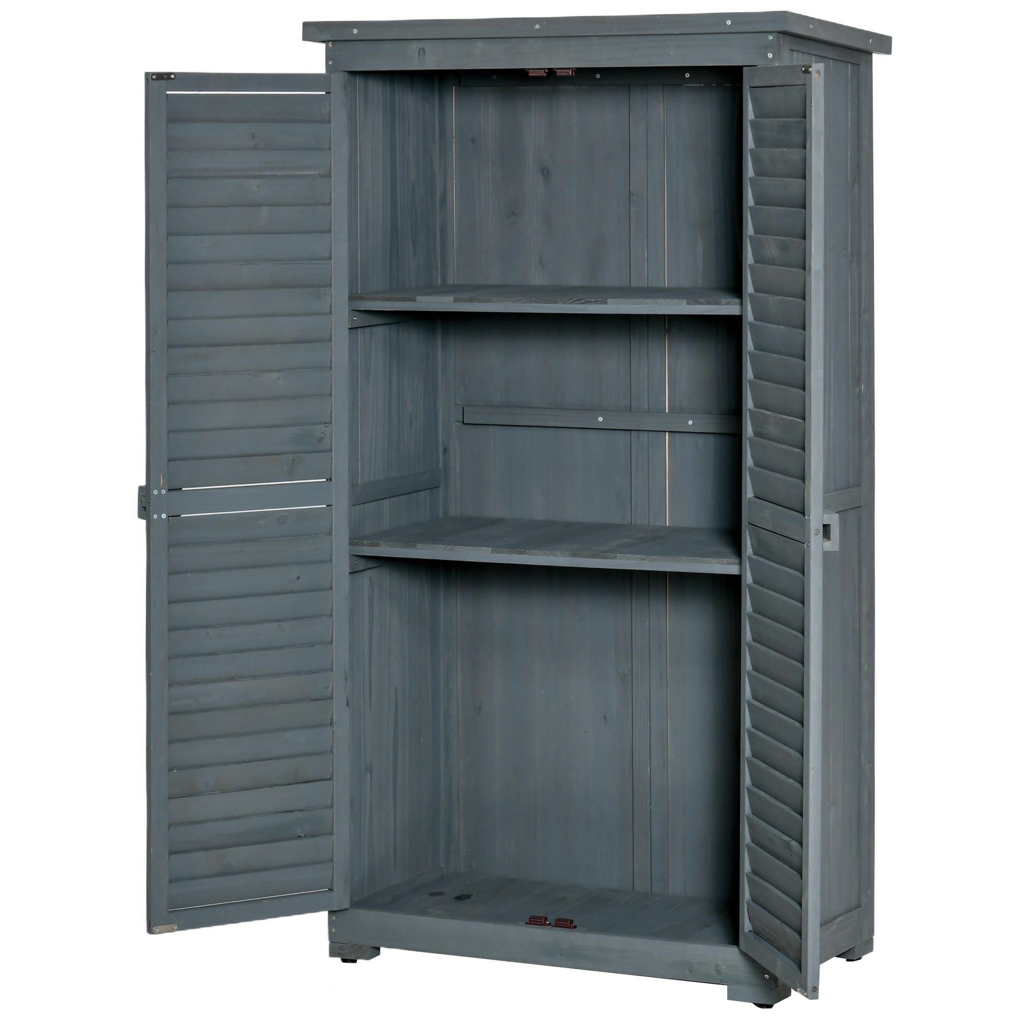 GARTENSCHRANK, Holz Gerätehaus, Geräteschuppen, Geräteschrank, Pultdach, Grau - Grau, Holz (46.5/160/87cm) - Outsunny