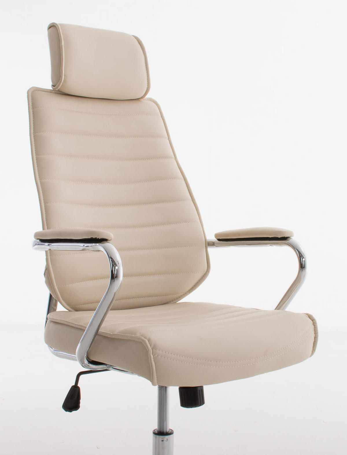 BÜROSTUHL Ergonomisch FUGOR Schreibtischstuhl mit Rollen | Creme - Creme, Leder/Metall (67/117/60cm) - DELUKE