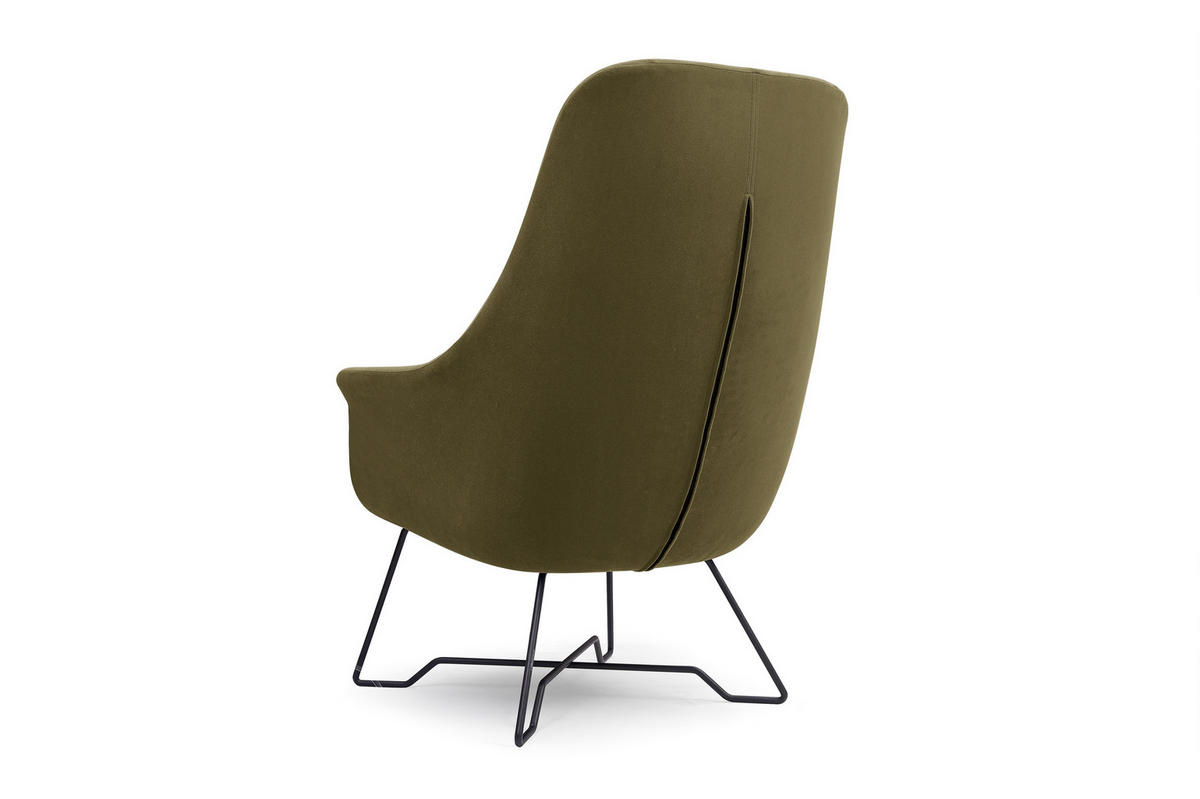 SESSEL SEDUTA, Modern Polstersessel Loungesessel, Velours-Stoff Olivgrün - Olivgrün, Holz/Metall (72.5/101.5/83cm) - MASSENO