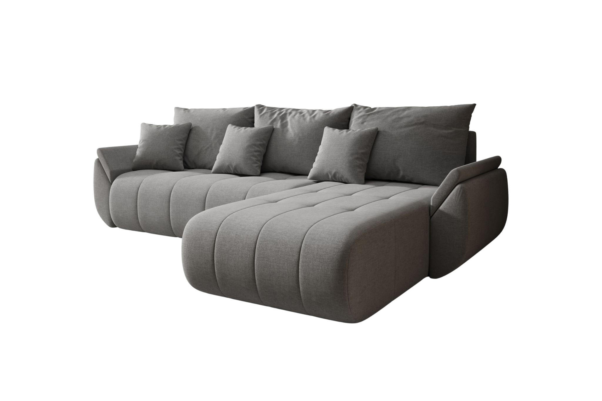 ECKSOFA Mit Schlaffunktion Und Bettkasten TOKYO, Stoff WIND, Braungrau, Rechts - Graubraun, Holz (280/190cm) - Kaiser Möbel