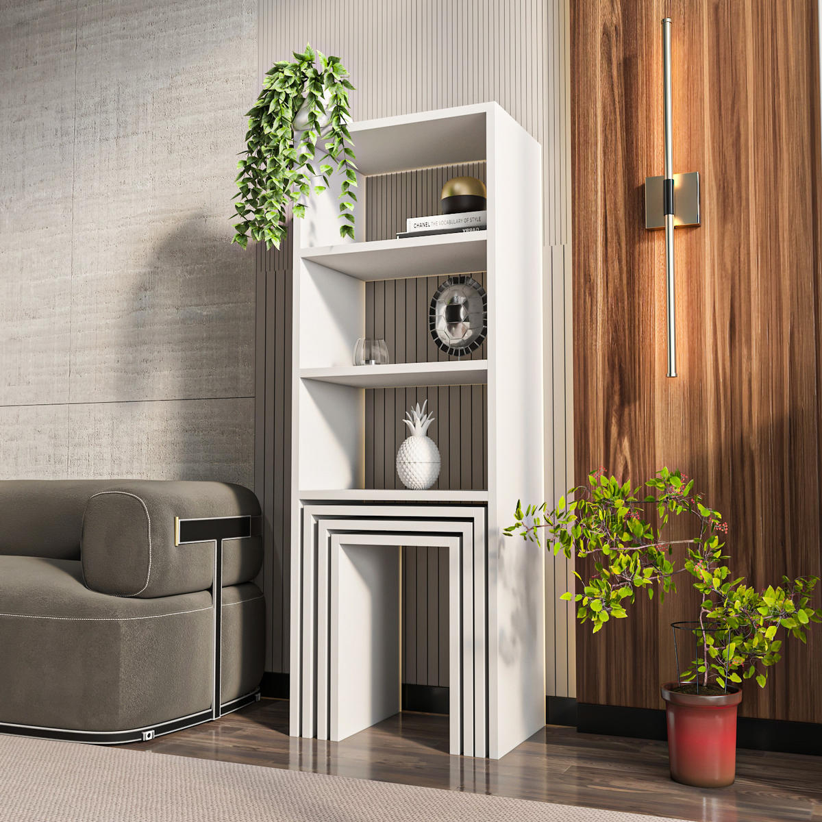 BÜCHERREGAL Melo - Weiß, Holzwerkstoff (44/122/30cm) - Decorotika