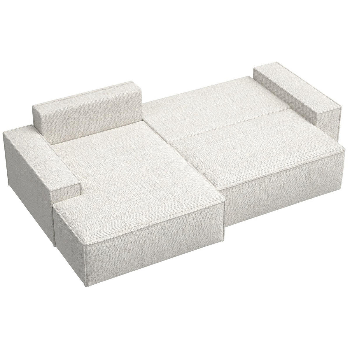 ECKSOFA Farese New Hellbeige Chenille - Ecru/Schwarz, Kunststoff/Textil (267/167cm) - Selsey