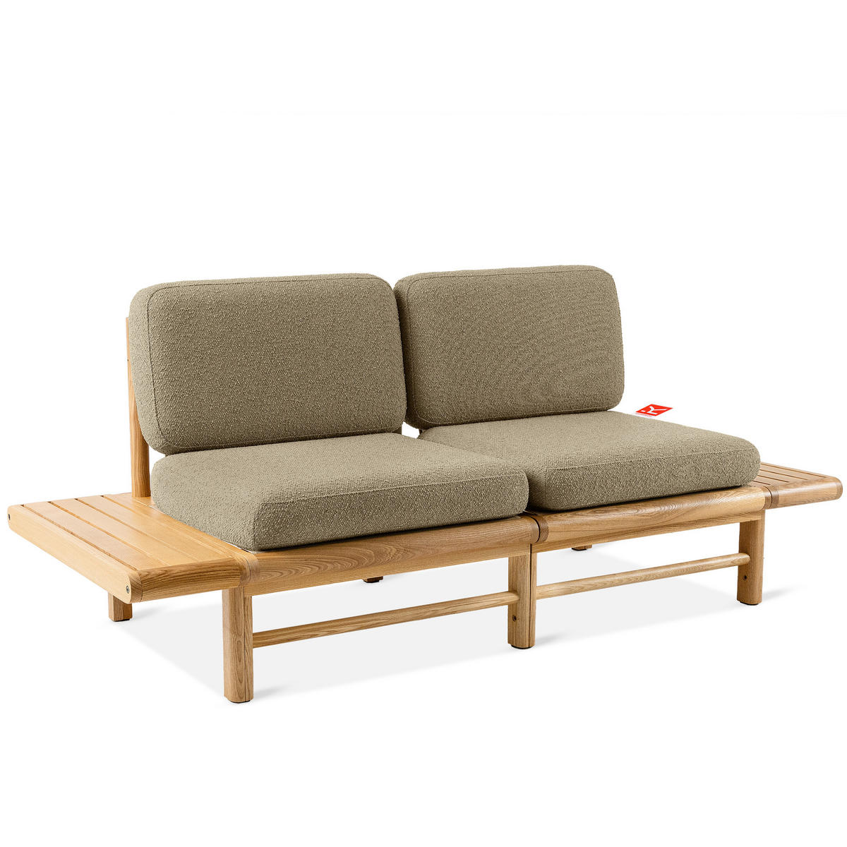 GARTENSOFA ATREDA 2-Sitzer, mit beideseitig Ablagen - Beige, Holz/Textil (190/74/80cm) - KONSIMO®