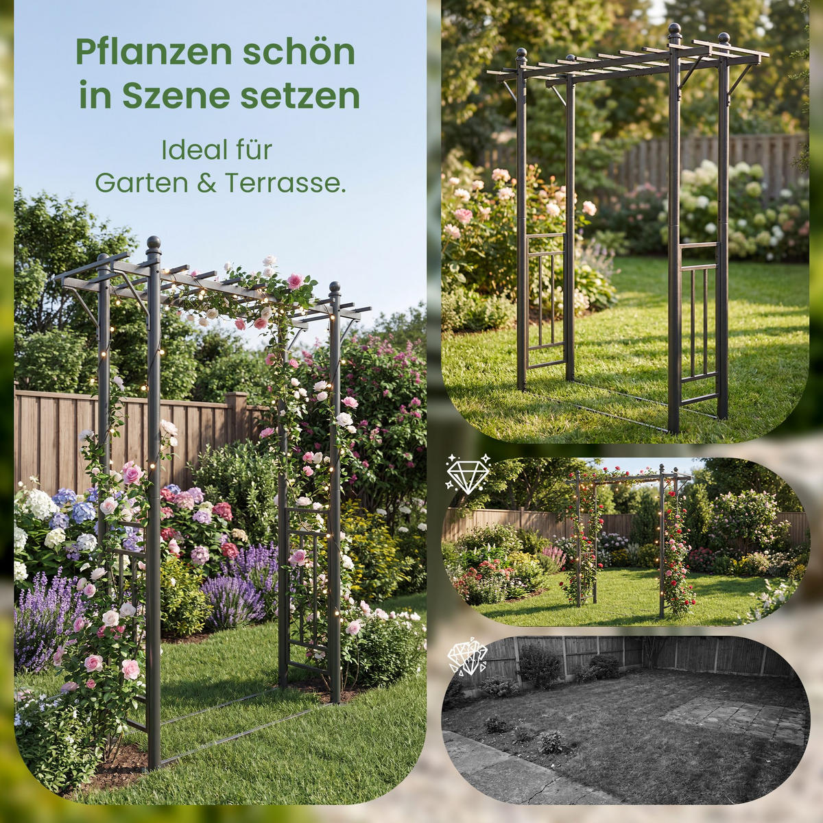 ROSENBOGEN Metall Anthrazit - Anthrazit, Metall (186/221/66cm) - CLP