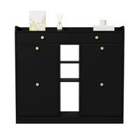 SCHUHSCHRANK 110/26/100 cm in Schwarz mit 4 Klapptüren und 2 Schubladen - Schwarz, Holzwerkstoff (110/100/26cm) - Flora Grace