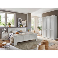 SCHLAFZIMMER Greenholm in Weiß 4 teilig mit Kleiderschrank 150cm Breite ohne Spiegel, Doppelbett 180x200cm, zwei Nachttisch - Weiß, Holzwerkstoff (80/200/120cm)