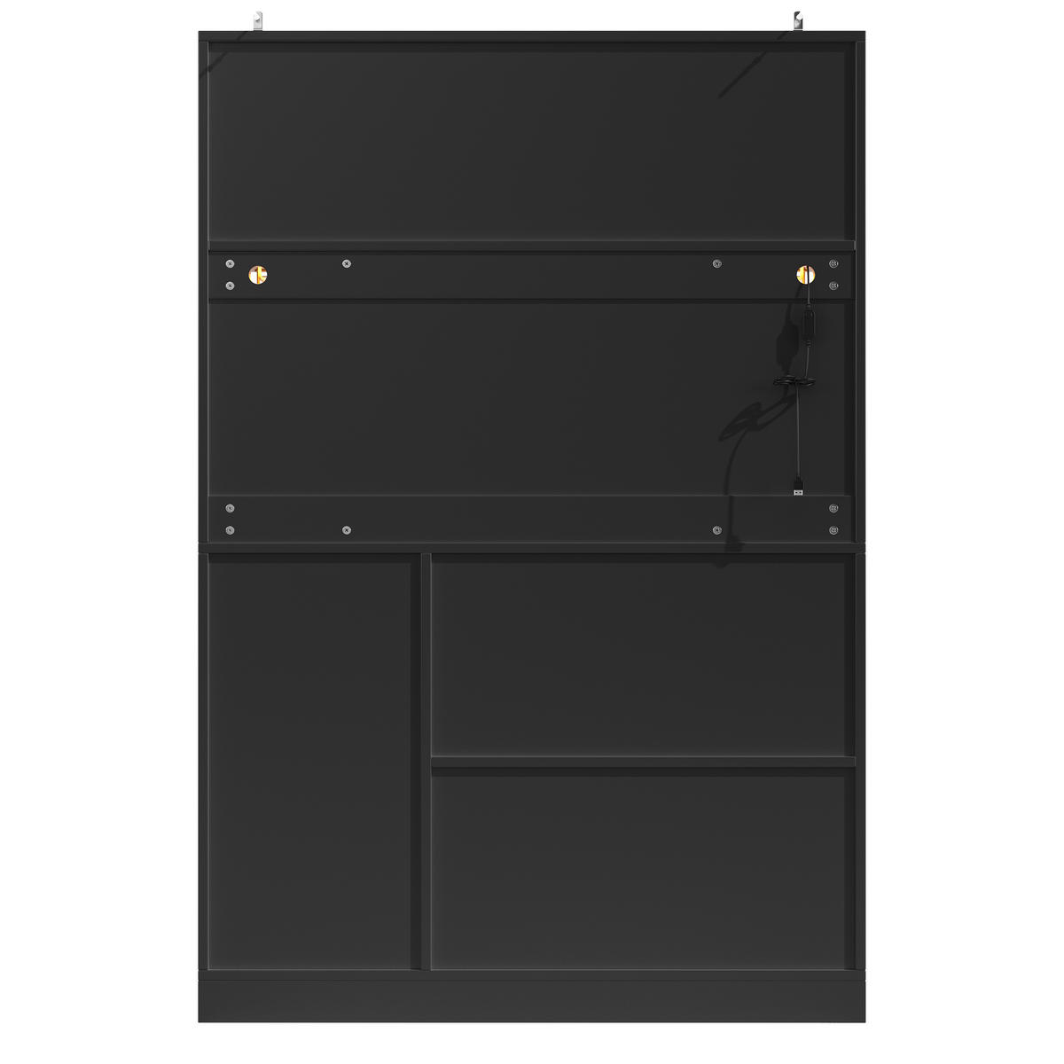 BUFFET DE-38430 120/40/188 cm mit LED-Beleuchtung und 4 Türen Schwarz - Schwarz, Holzwerkstoff (120/188/40cm) - ComfortXL
