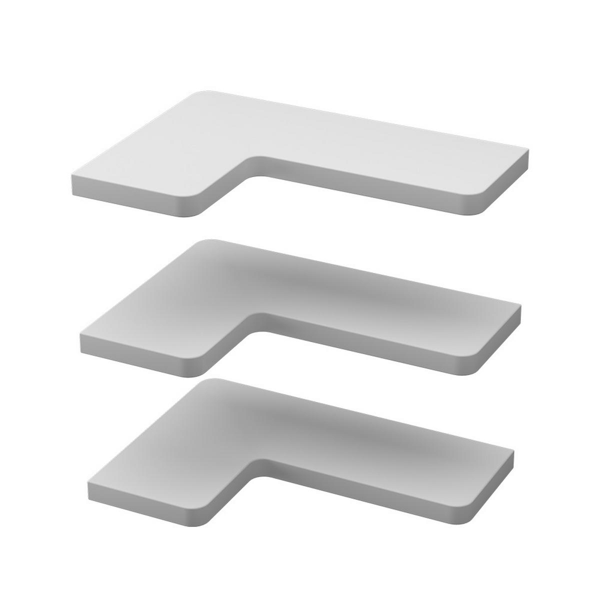 ECKREGAL Curva Weiß 40.5 x 2.5 cm 3er Set - Weiß, Holzwerkstoff (40.5/2.5/28.5cm) - Vicco