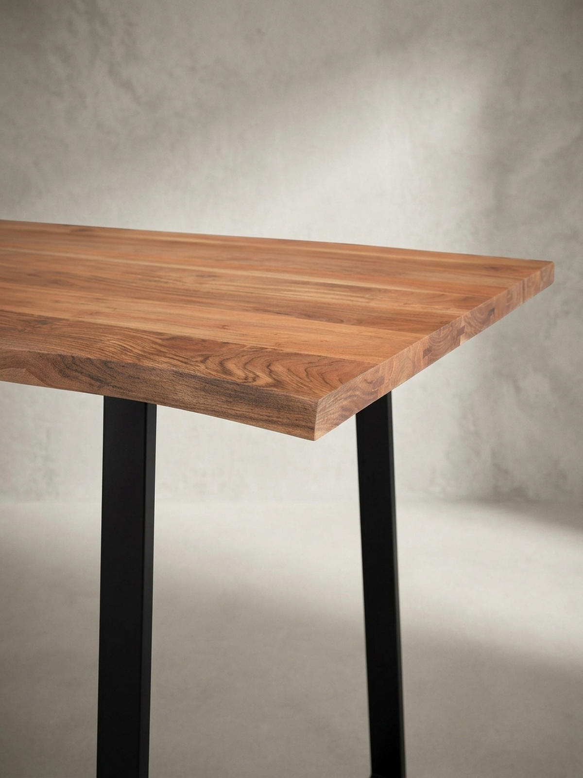SCHREIBTISCH Massivholz Baumkante Handgefertigt Akazie TARN, Goldbraun-Schwarz 200x100x76 cm - Schwarz/Braun, Holz/Metall (100/200/76cm) - KADIMA DESIGN