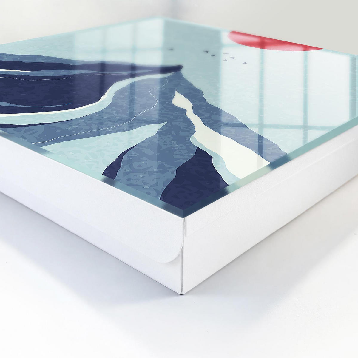SCHLÜSSELBOX Weiß 30x30 cm – Türöffnung nach rechts - Blaue Berge - Blau, Metall (30/30/5cm) - TULUP