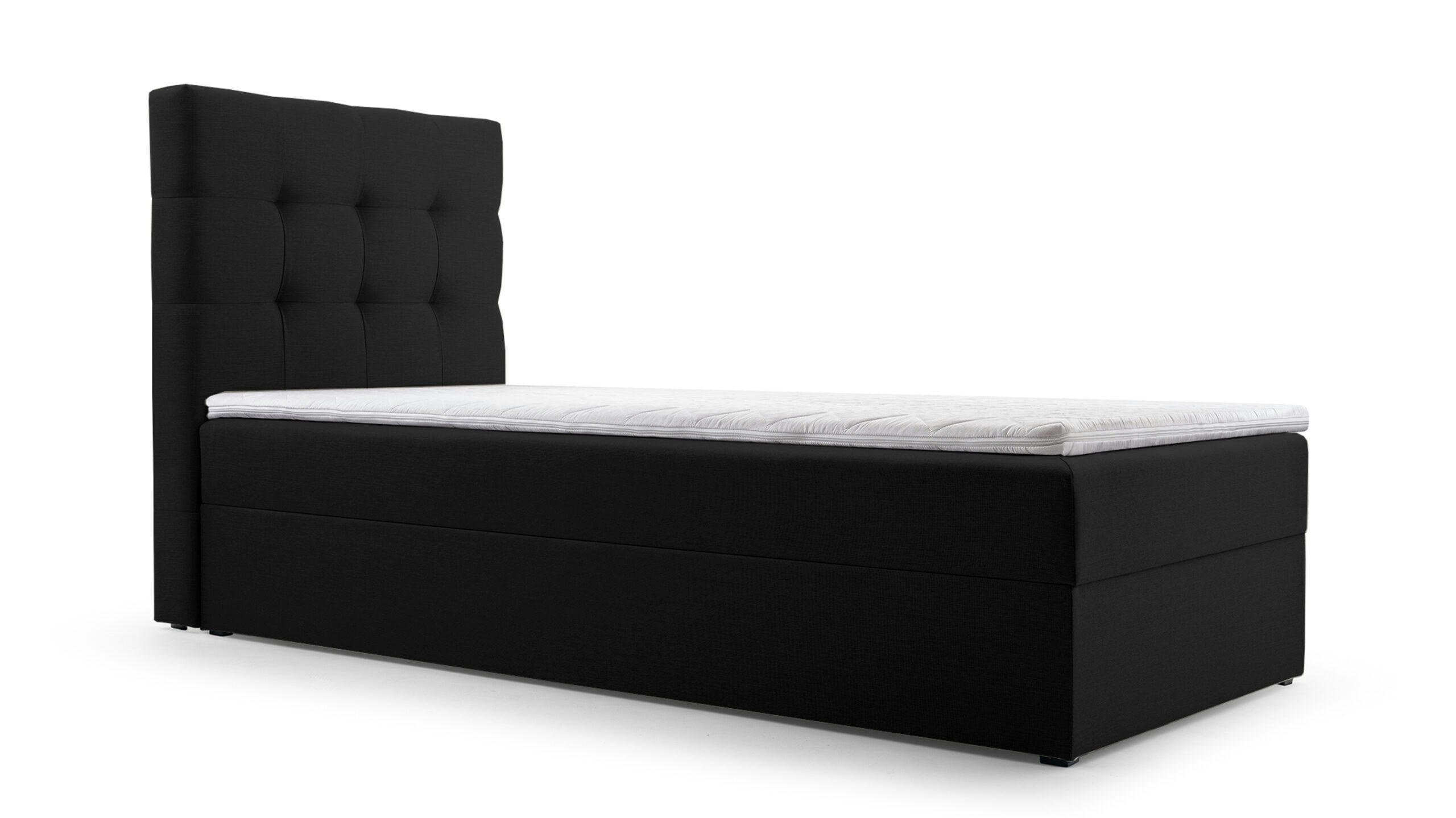 BETT - Boxspringbett 90x200 - 05 Hugo 100 - Schwarz - Schwarz, Holz (90/200cm) - Möblo