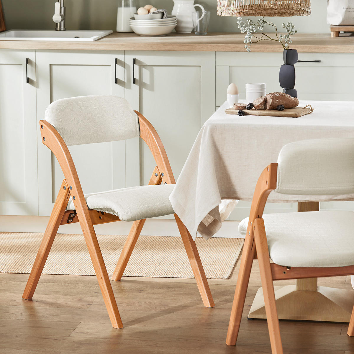 KLAPPSTÜHLEN 2 er set, Weiß - Weiß, Holz (47.5/77/59cm) - SoBuy