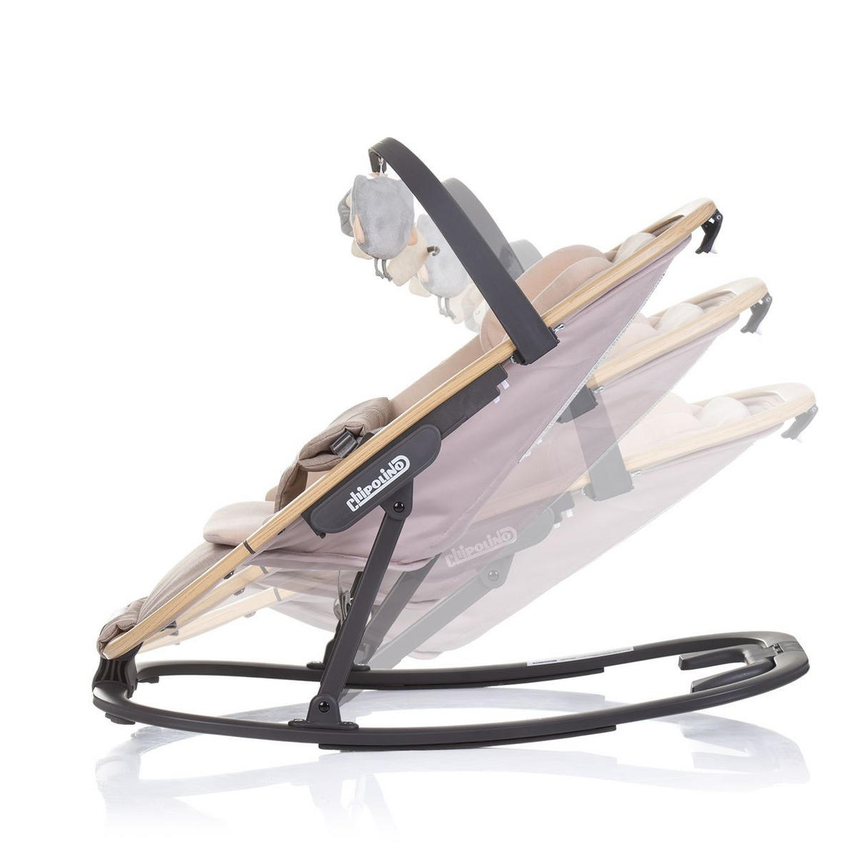 BABYWIPPE Senso beige Holzoptik, Kopfstütze, 3-Punkt-Gurt, verstellbare Rückenlehne - Beige, Metall - Chipolino