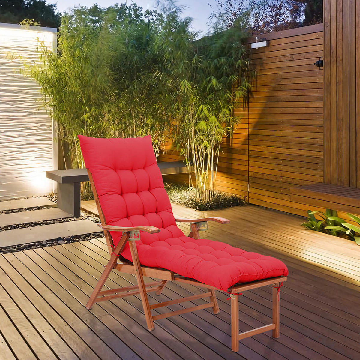 SONNENLIEGENAUFLAGE für Garten- und Terrassenstühle aus Polyester Schaumstoff in Rot 160 cm B x 50 cm - Rot, Textil (50/160cm) - Livingandhome