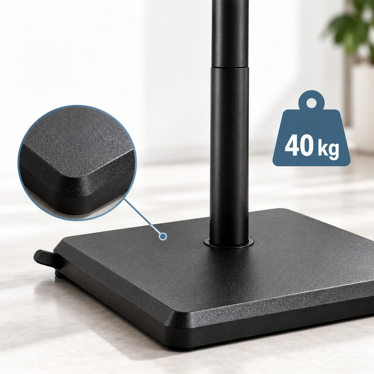TV-BODENSTÄNDER Schwarz höhenverstellbar 32 bis 60 Zoll - Schwarz, Holzwerkstoff/Metall (42.5/139.5/32.5cm) - Relaxdays