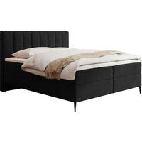 BOXBETT Allen mit Bettkasten, Samt Schwarz 180x200 cm – inkl. H4 Taschenfederkern Matratze & Foam Topper - Schwarz Hochglanz/Schwarz, Holz/Holzwerkstoff (180/200cm) - WFL GROUP